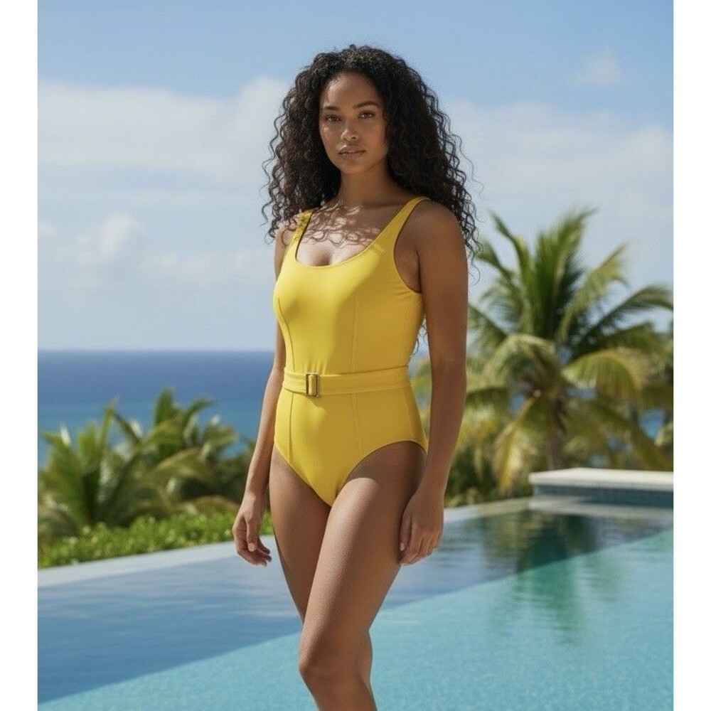 CREMIEUX Women’s One Piece Swimsuit Yellow Hi Cut Optional Pads
